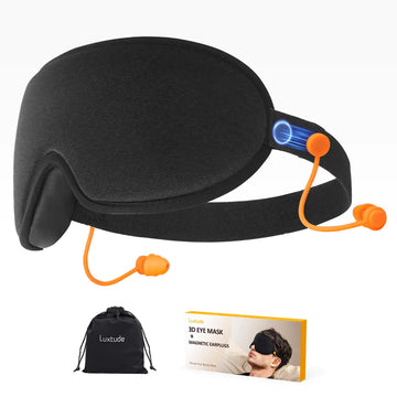 Luxtude Sleep Mask for Travel – 3D Comfort, Magnetic Earplugs, Total Blackout
