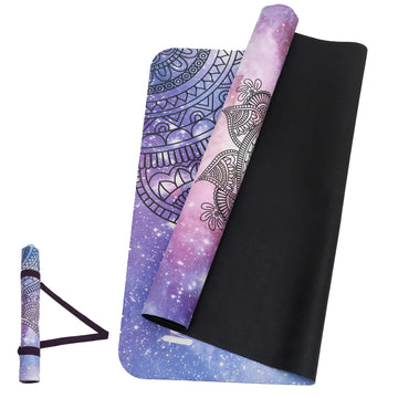 Non-Slip U&M Yoga Mat – Suede Exercise Mat with Rubber Base & Carry Bag