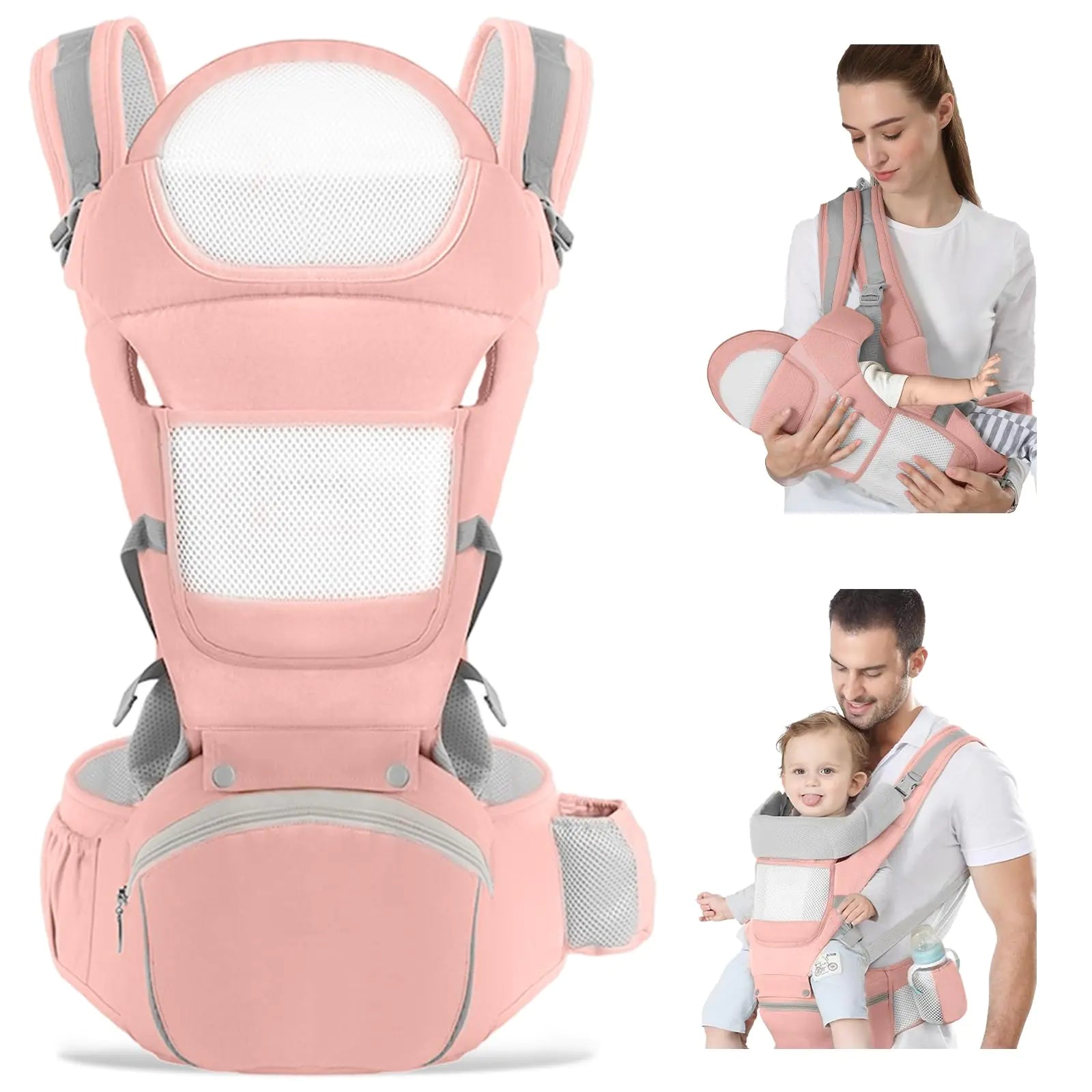 6-in-1 Baby Carrier with Hip Seat – Newborn to Toddler Ergonomic Mesh Carrier