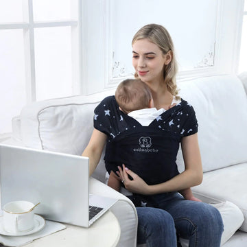 COTTONBEBE Baby Carrier Adjustable Wrap Carriers for Newborn to Toddler 8-35 lbs Grey